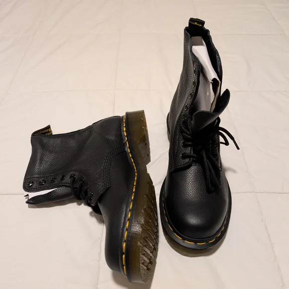 Black Leather Lace-Up Boots - Picture 7 of 16